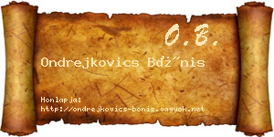 Ondrejkovics Bónis névjegykártya